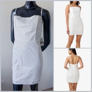 NWT AIDAN MATTOX Sequin Sheath Cocktail Dress Size 10 Color White